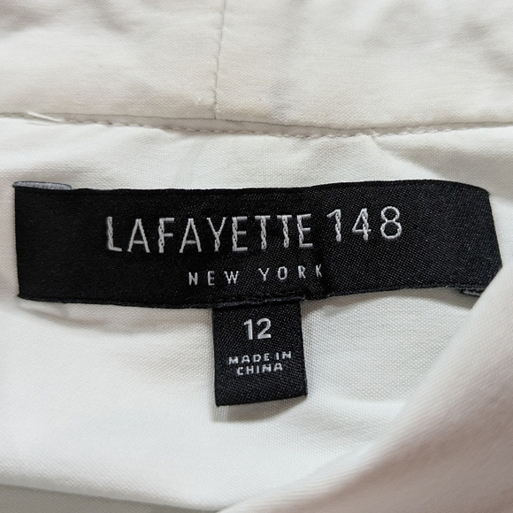 Lafayette 148 white collared button up shirt 12 - Picture 8 of 9